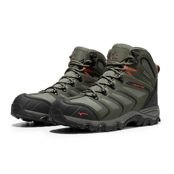 Men’s NORTIV8 Outdoor Non-Slip Hiking Boots- Army green/black/orange. Size 9.5 - Picture 1 of 9